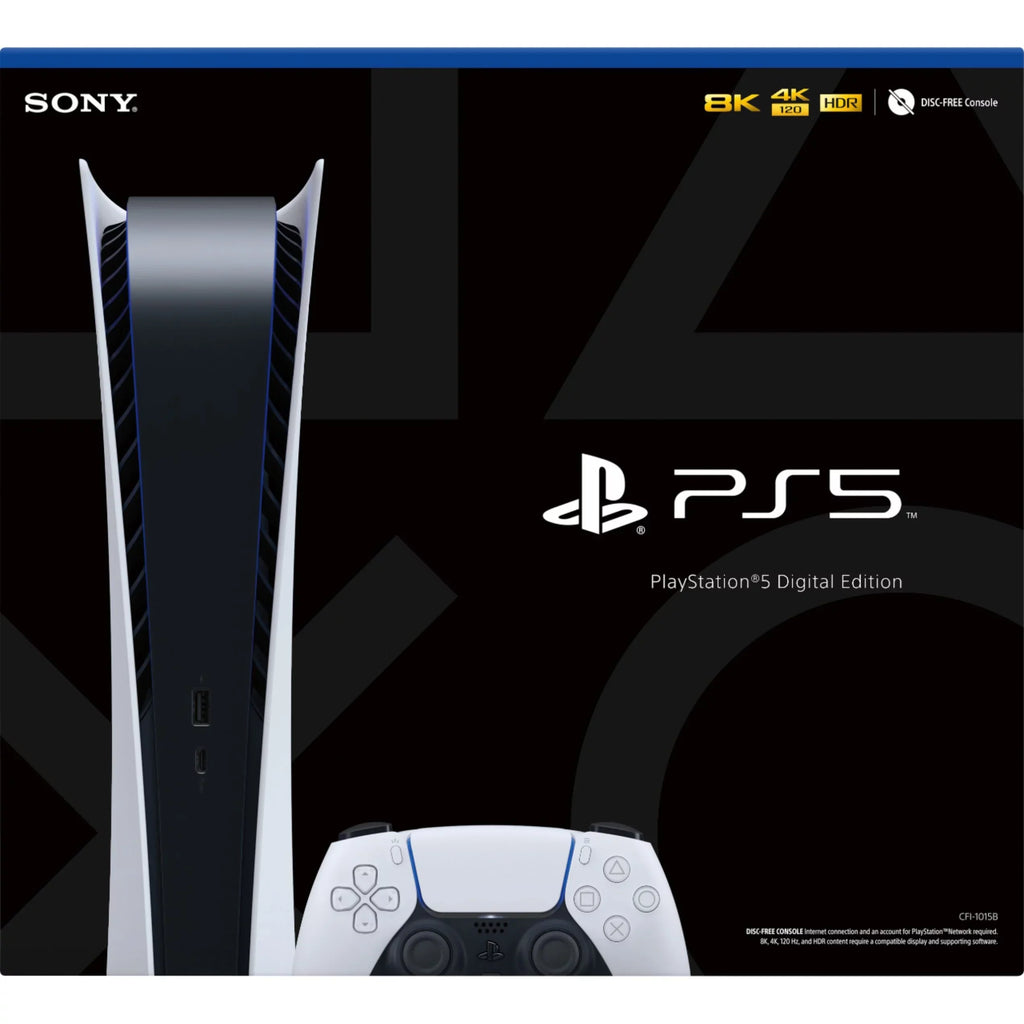 PS5 Playstation 5 Digital Edition Gaming Console + 1 Wireless Controller - 16GB GDDR6, 825GB SSD Storage, WiFi 6, 120Hz 8K Output - Random Color Liquid Bottle