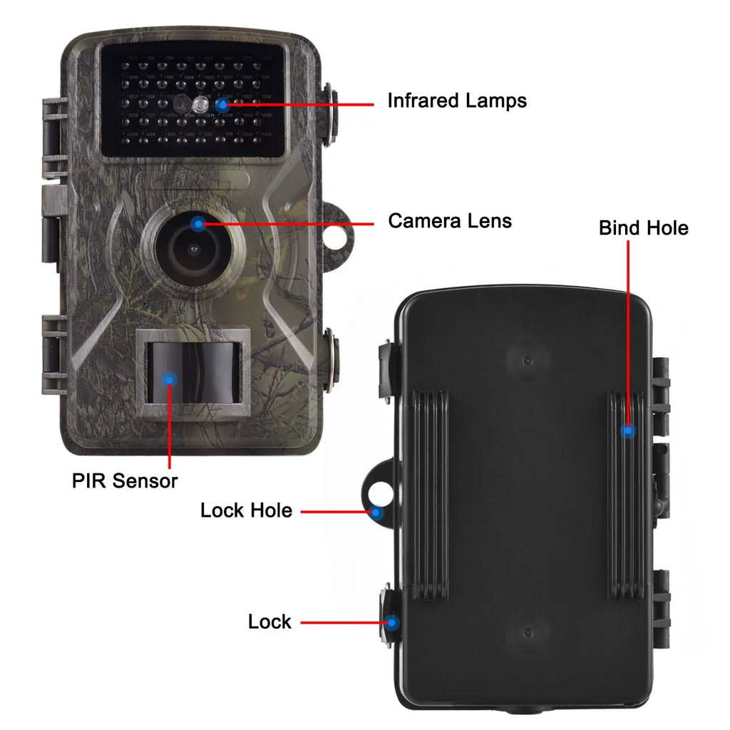 1080P Trail 16MP Wildlife Tracking with 2.0 Inch TFT Color Display 0.8s Trigger Time Supports Infrared Night Vision Motion Activated IP66 Liquid
