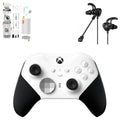 Xbox Elite Series 2 Wireless Gaming Controller White For Xbox Console With Black Gaming Buds + Cleaning Kit BOLT AXTION Bundle Like New