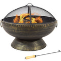 Sunnydaze 30" Royal Outdoor Steel Fire Pit with Spark Display and Poker