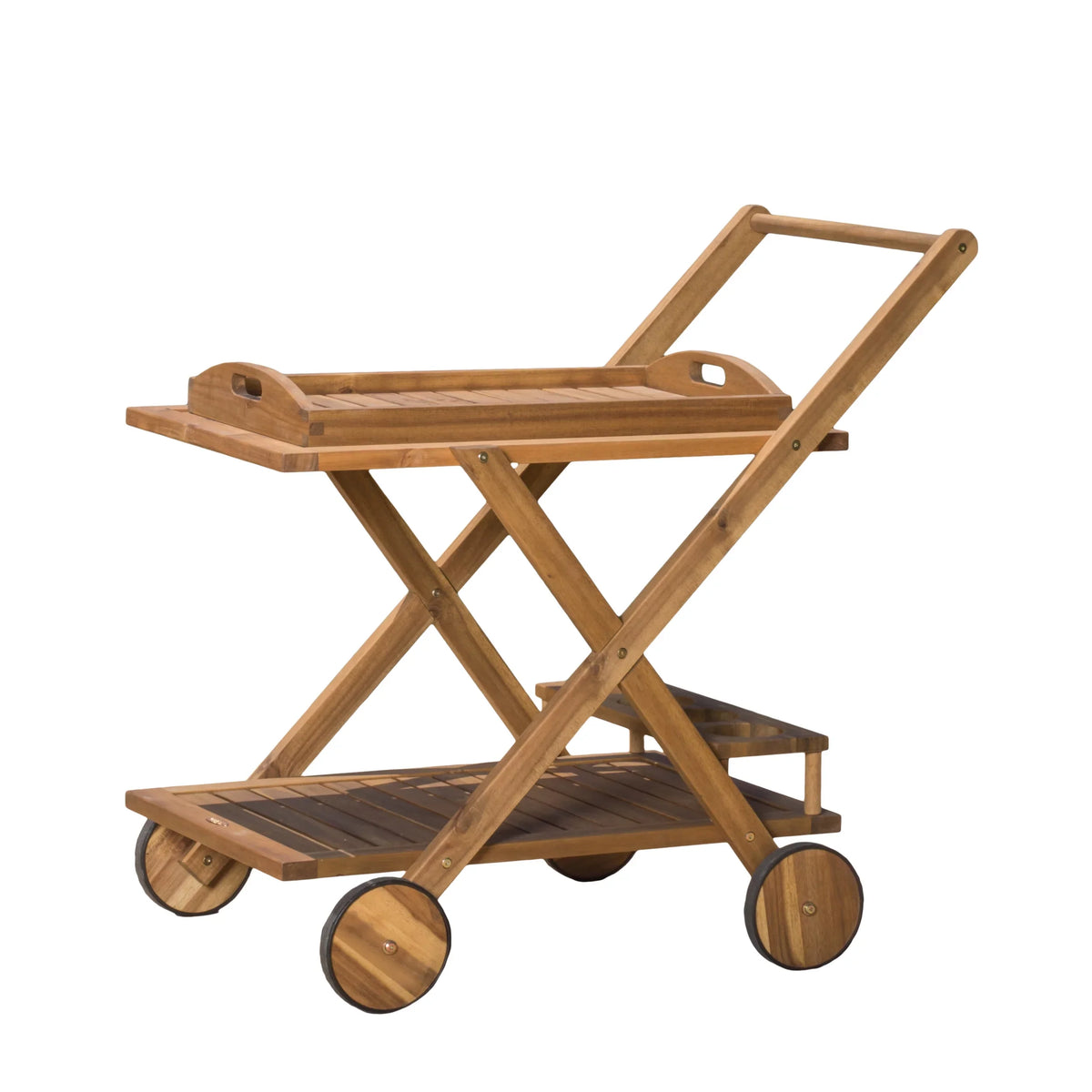 GDF Studio Kenilworth Indoor/Outdoor Acacia Wood 2 Tiered Bar Cart, Natural