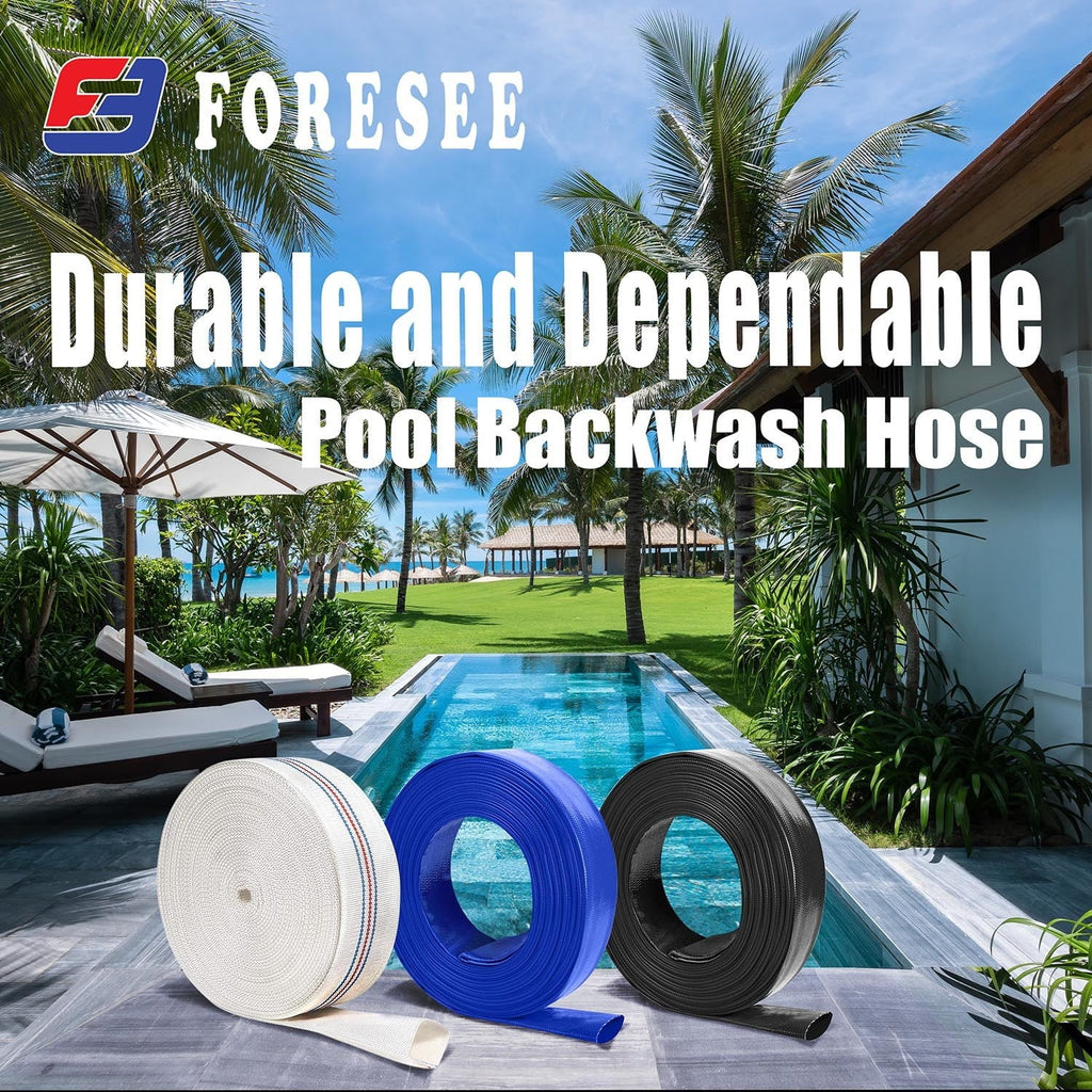 Heavy-duty PVC Lay-Flat Liquid Hose - High tensile strength fiber reinforcement for pool equipment