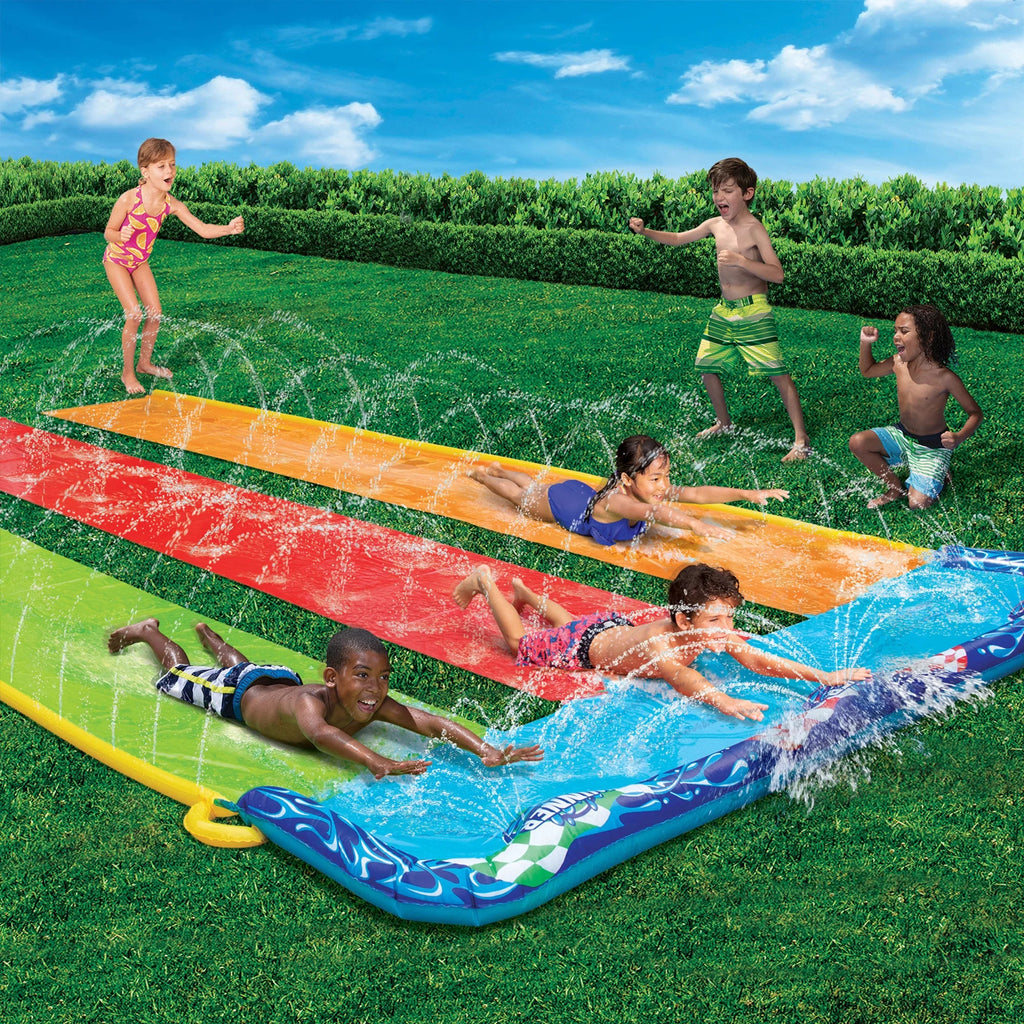 Banzai 16 Feet Triple Tag Racing Fluid Slide - Side-by-Side-by-Side Racing Fun!