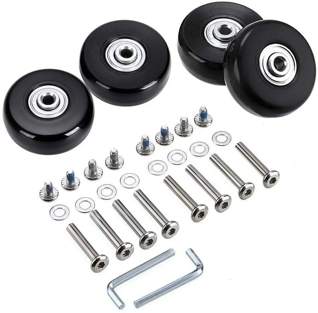OwnMy 50 x 18mm Set of 4 Luggage Suitcase Replacement Wheels, Rubber Swivel Caster Wheels Bearings Repair Kits Black