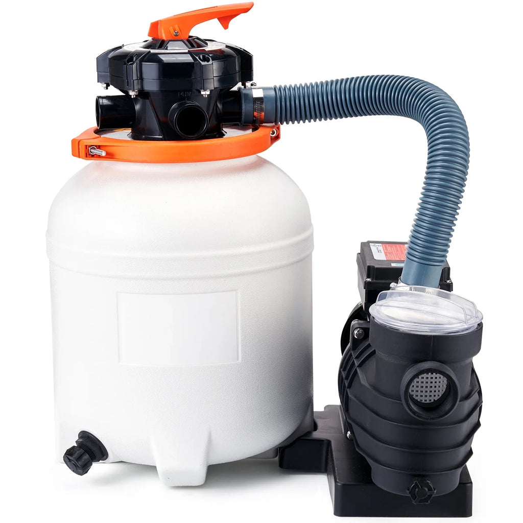 SKYSHALO 12" 6-Way Valve Sand Filter Above Ground with 1/2HP Swimming Pool Pump 3000GPH Flow