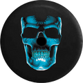 2018 2019 Wrangler JL Backup Camera 3D Cracked Grinning Skull Almost Glowing Blue Spare Tire Cover for Jeep RV 32 Inch
