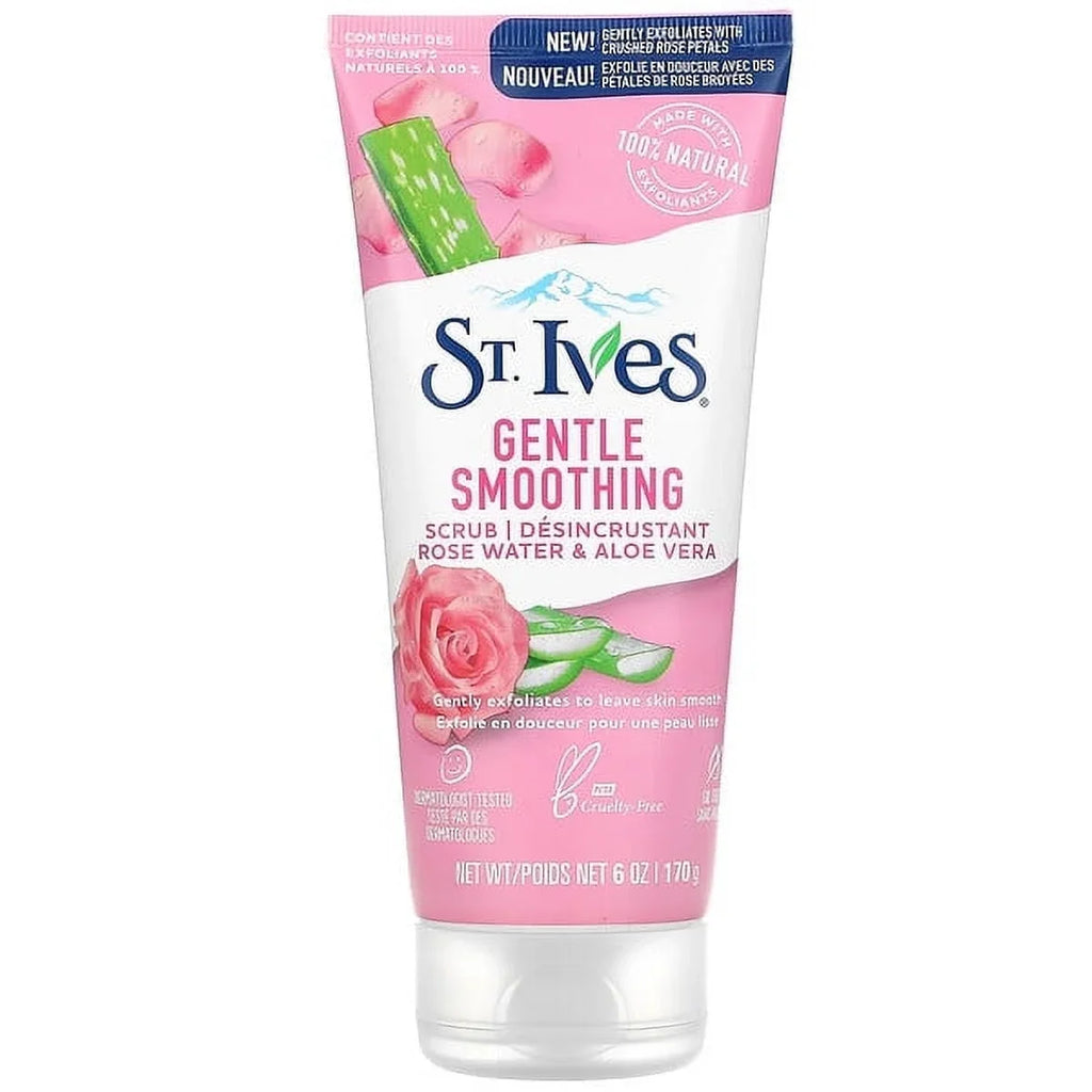 St. Ives, Gentle Smoothing Scrub, Rose Liquid & Aloe Vera, 6 oz Pack of 2