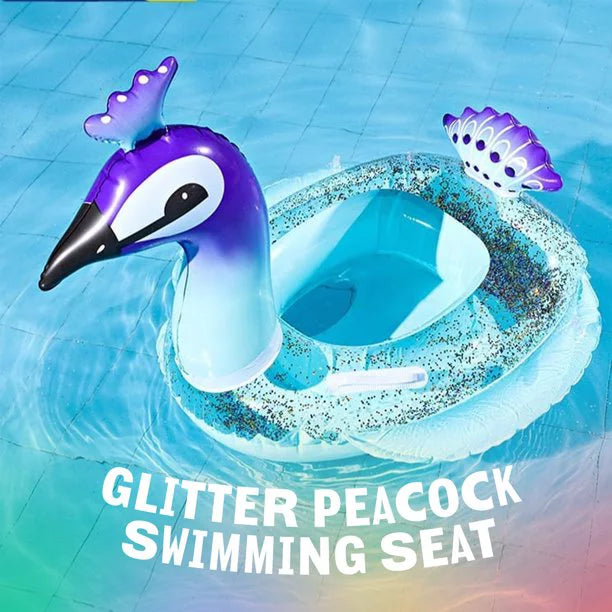 Melia Swim Party Toys Inflatable Glitter Pool Float Peacock Designed with Fast Valves Lounge Raft Decorative Liquid Game Summer Beach Party for Kids | 48 Inch