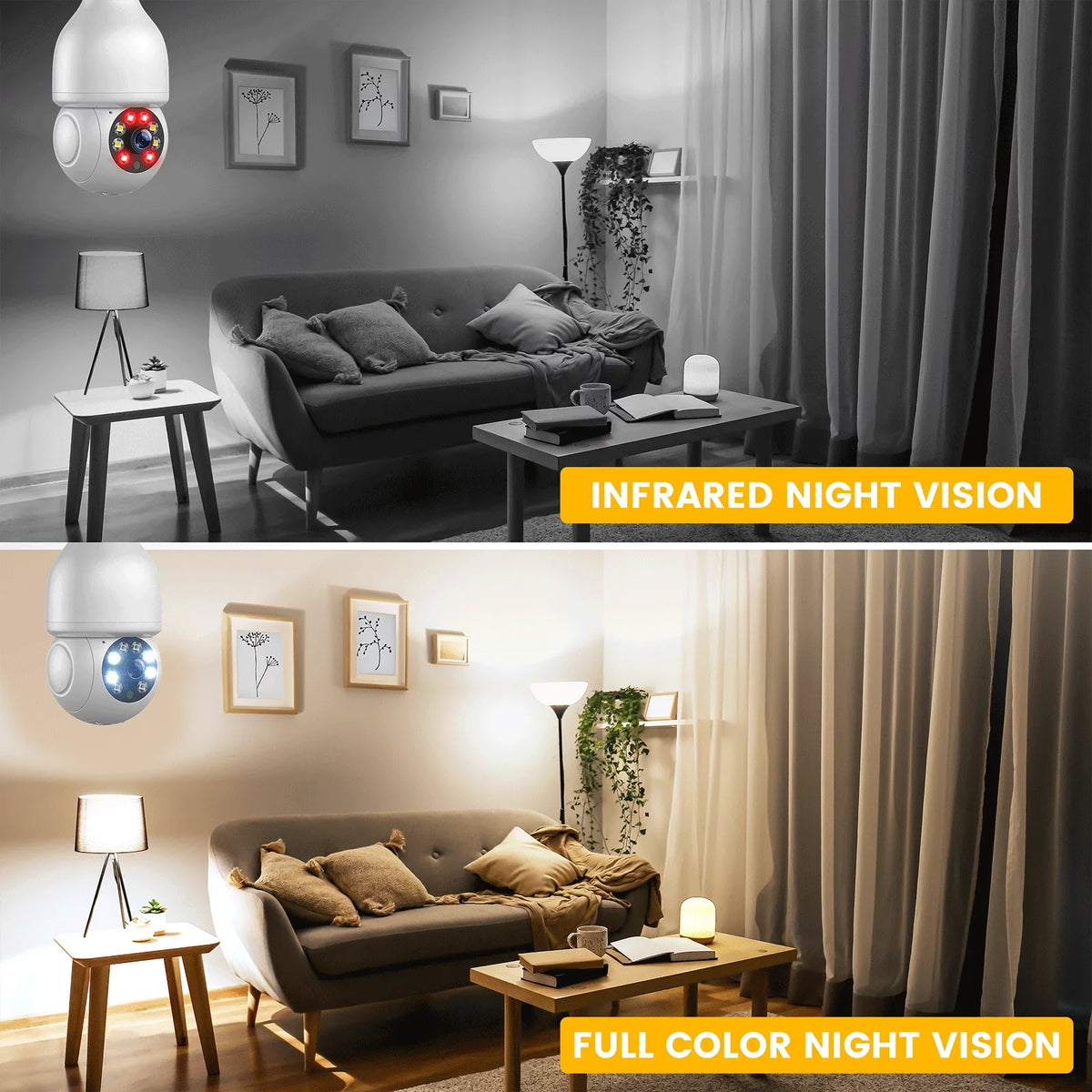 TOGUARD E27 Dome Light Bulb Camera 2.4G WiFi 1080P Security Camera Wireless Outdoor, Color Night Vision 2-Way Audio 360° IP Camera with Remote Access Motion Detection (4PCS)