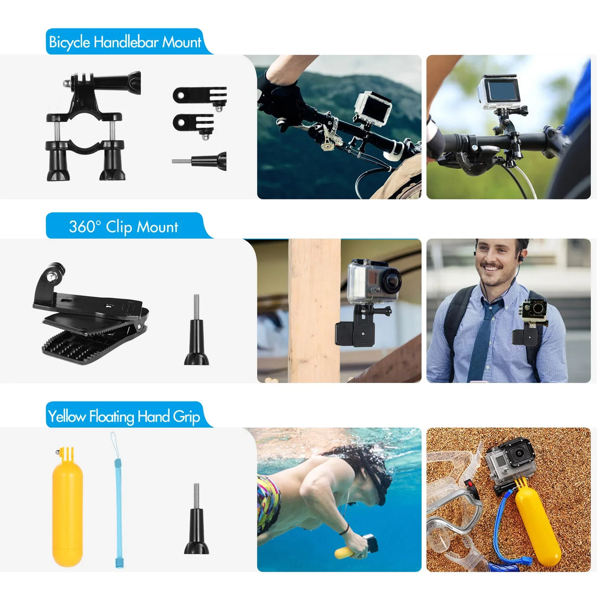 Anself Action Accessories Kit Sports Accessories Set with Liquid Housing Silicone Protective Case Selfie Stick Various Mount Bracket and More Replacement for GoPro Hero 109 Black with