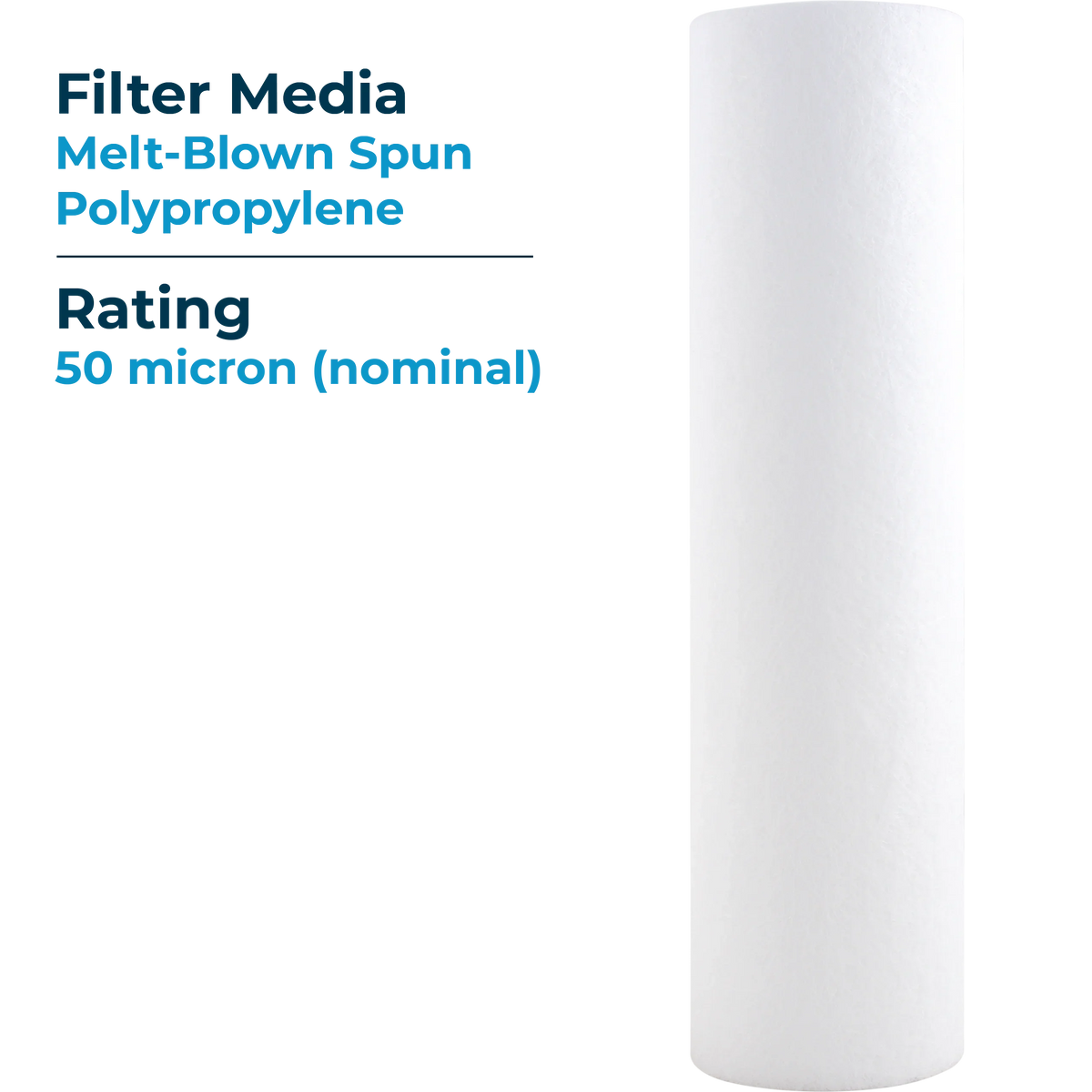 SpiroPure SP-P50 10x2.5 50 Micron Spun Melt-Blown Polypropylene Sediment Fluid Filter Cartridge SDC-25-1050 (Case of 24)
