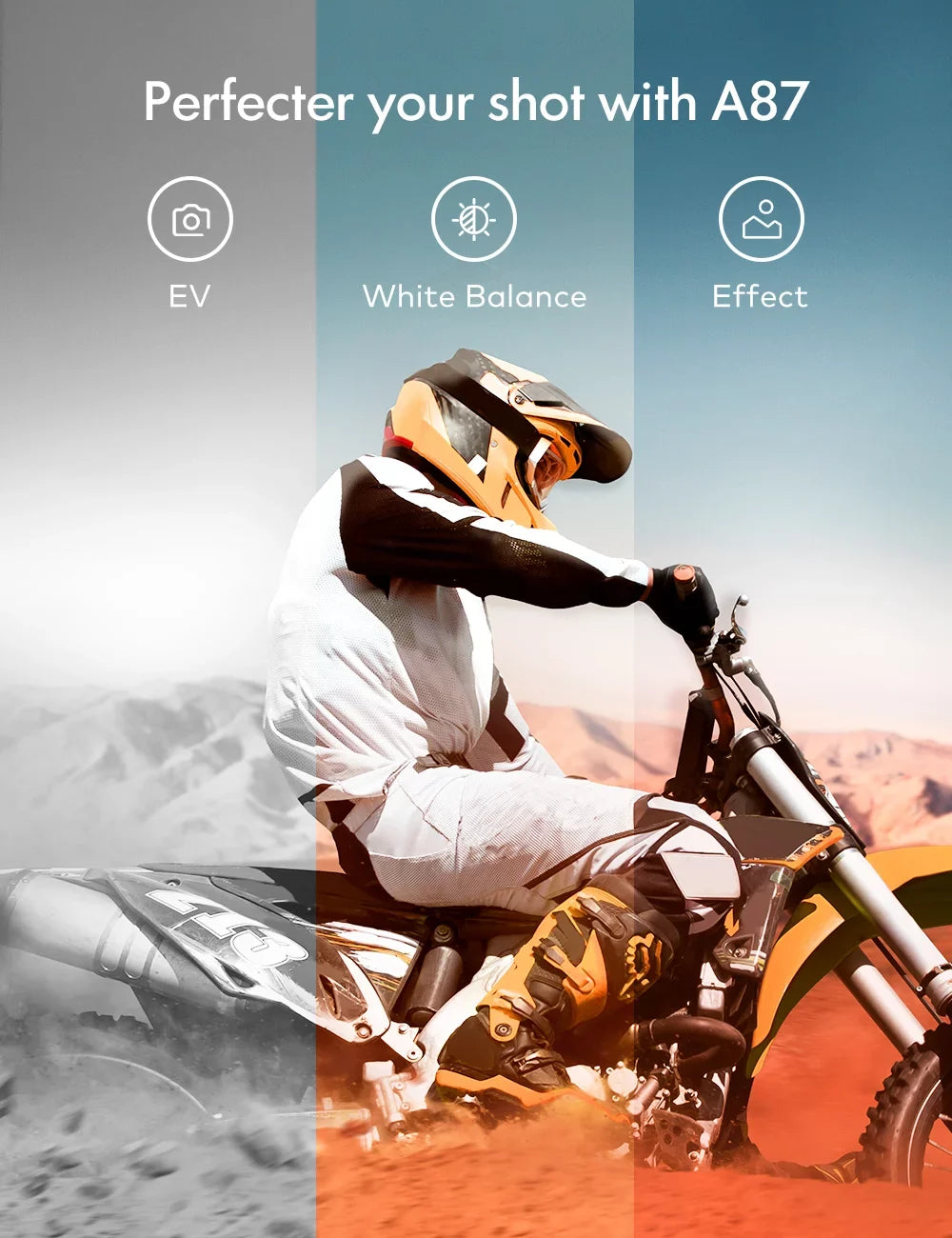 Apeman A87 Action Camera, UHD 4K/60fps 20MP Display WiFi Liquid Camcorder for Motorbike and Skateboard Camera