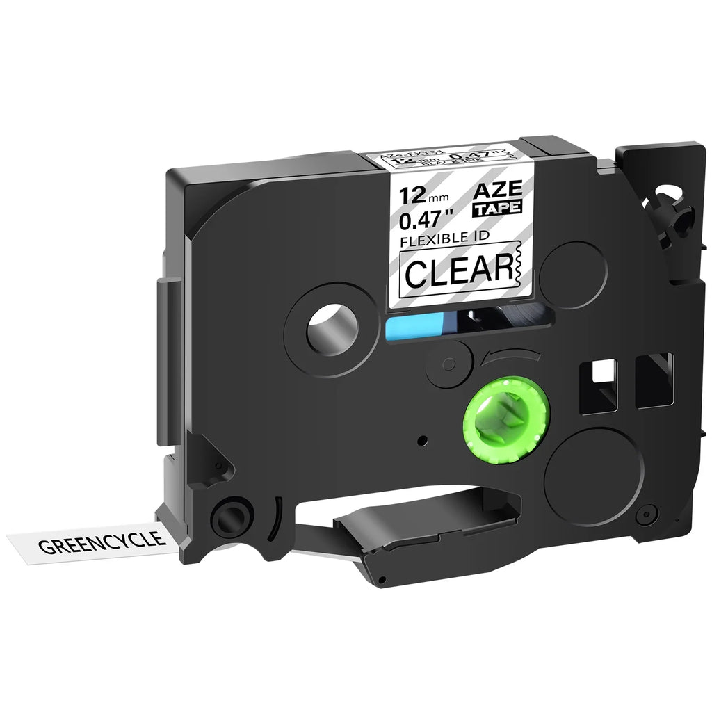 GREENCYCLE 40PK Compatible for Brother P-touch 12mm x 8m Black on Clear TZ TZe TZe-FX131 TZ-FX131 TZe-131 TZ-131 Flexible ID Cable Wire Label Tape