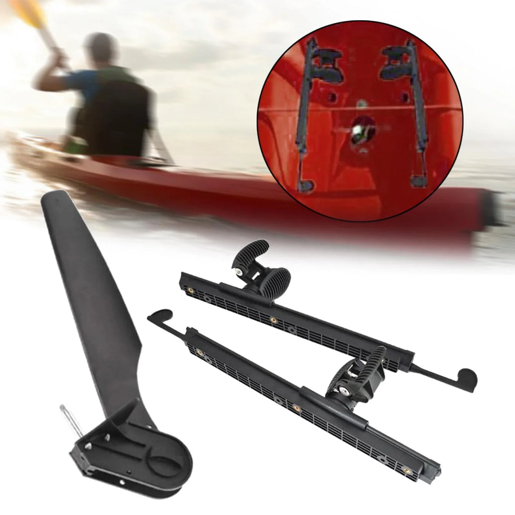 Tnarru Kayak Rudder Kayak Foot Pegs Boat Tail Fluid Rudder with Foot Brace Pedals for Fishing Boat Canoeing Marine Accessories