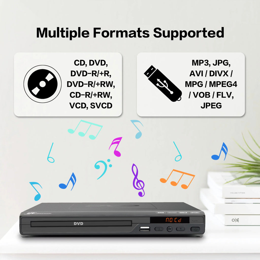 Mediasonic All Region DVD Player – Upscaling 1080P HDMI / AV Output, USB Multimedia Player Function, High Speed HDMI 2.0 & AV Cable Included (HW210AX)