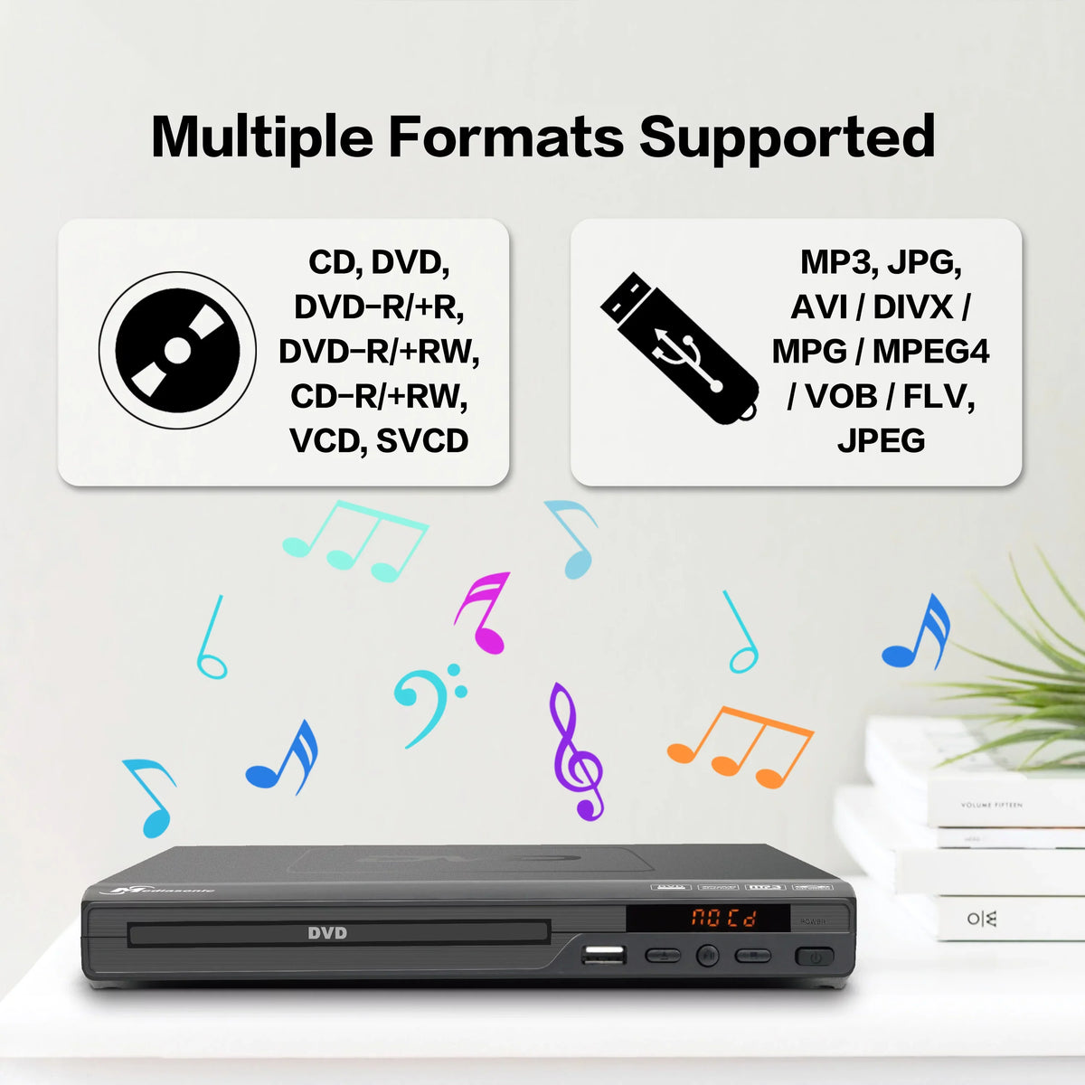 Mediasonic All Region DVD Player – Upscaling 1080P HDMI / AV Output, USB Multimedia Player Function, High Speed HDMI 2.0 & AV Cable Included (HW210AX)