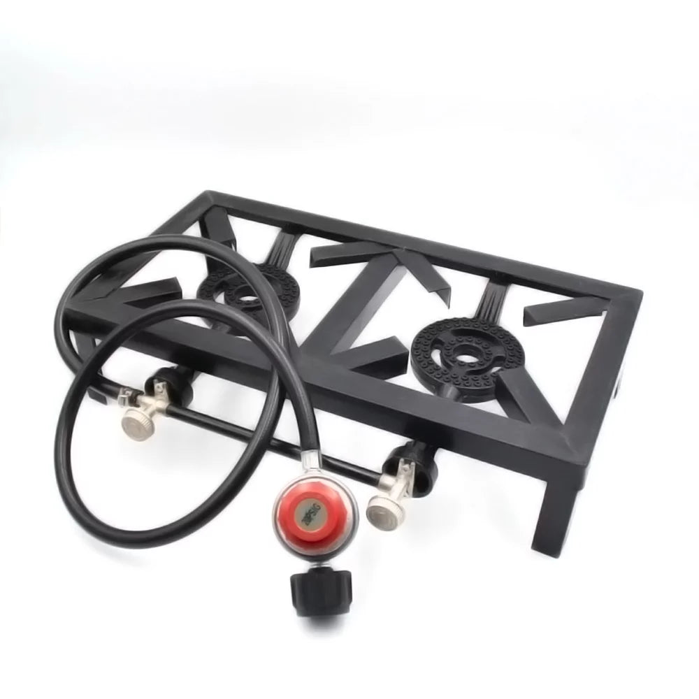 walmeck Propane Gas Double Cast Iron Stove for Patio Camping BBQ Cooking ( Standard)