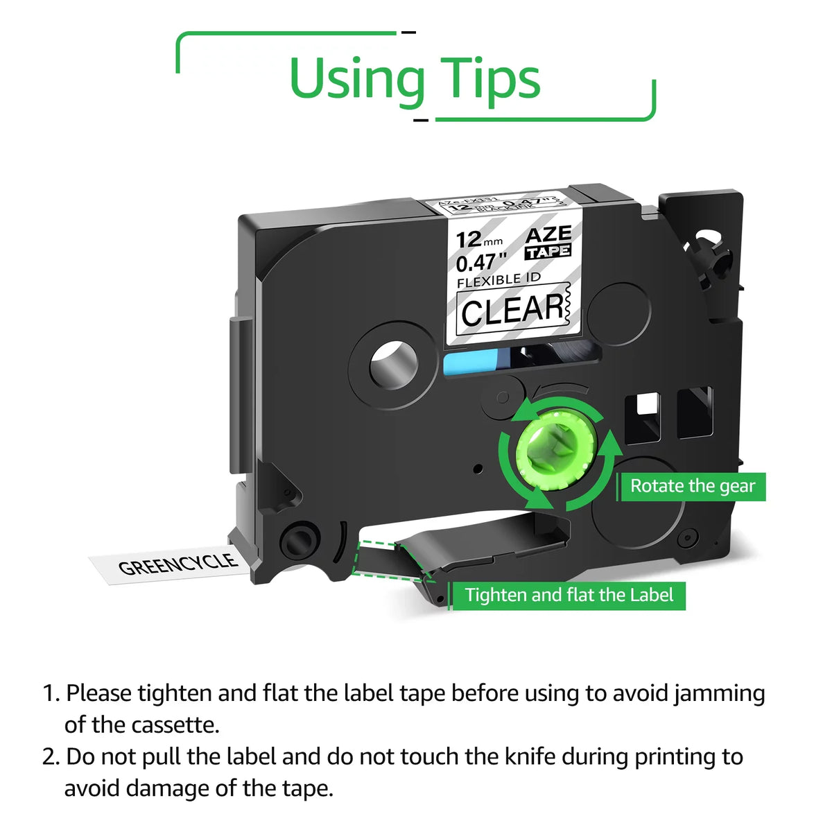 GREENCYCLE 40PK Compatible for Brother P-touch 12mm x 8m Black on Clear TZ TZe TZe-FX131 TZ-FX131 TZe-131 TZ-131 Flexible ID Cable Wire Label Tape