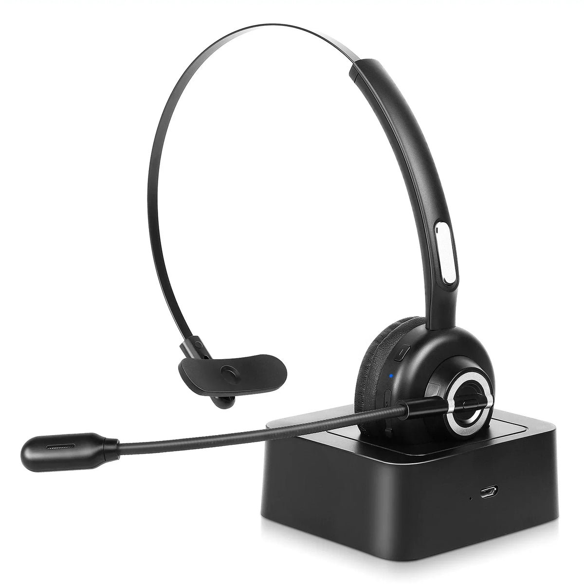Comfortable Bluetooth Headset, UX-M97 Wireless Headset with Microphone, Wireless Cell Phone Headset with Noise Isolation Mic Charging Base Mute Function for Oppo F9 (F9 Pro) With Charging Dock