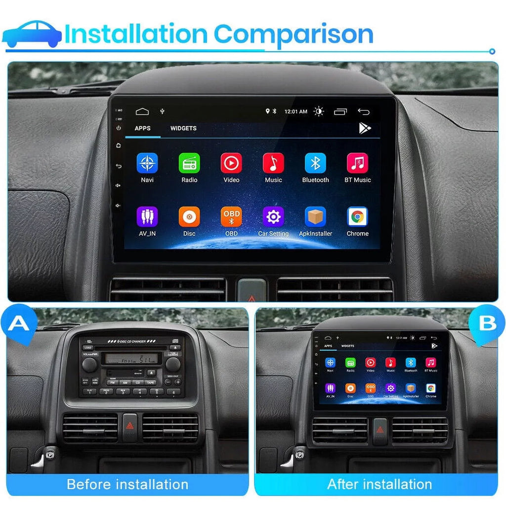 AWESAFE Carplay Car Stereo Radio for Honda CRV 2001 2002 2003 2004 2005 2006,1+32GB 9 Inch Touch Monitor with Android Auto GPS Navigator Bluetooth WiFi FM Radio Mirror Link