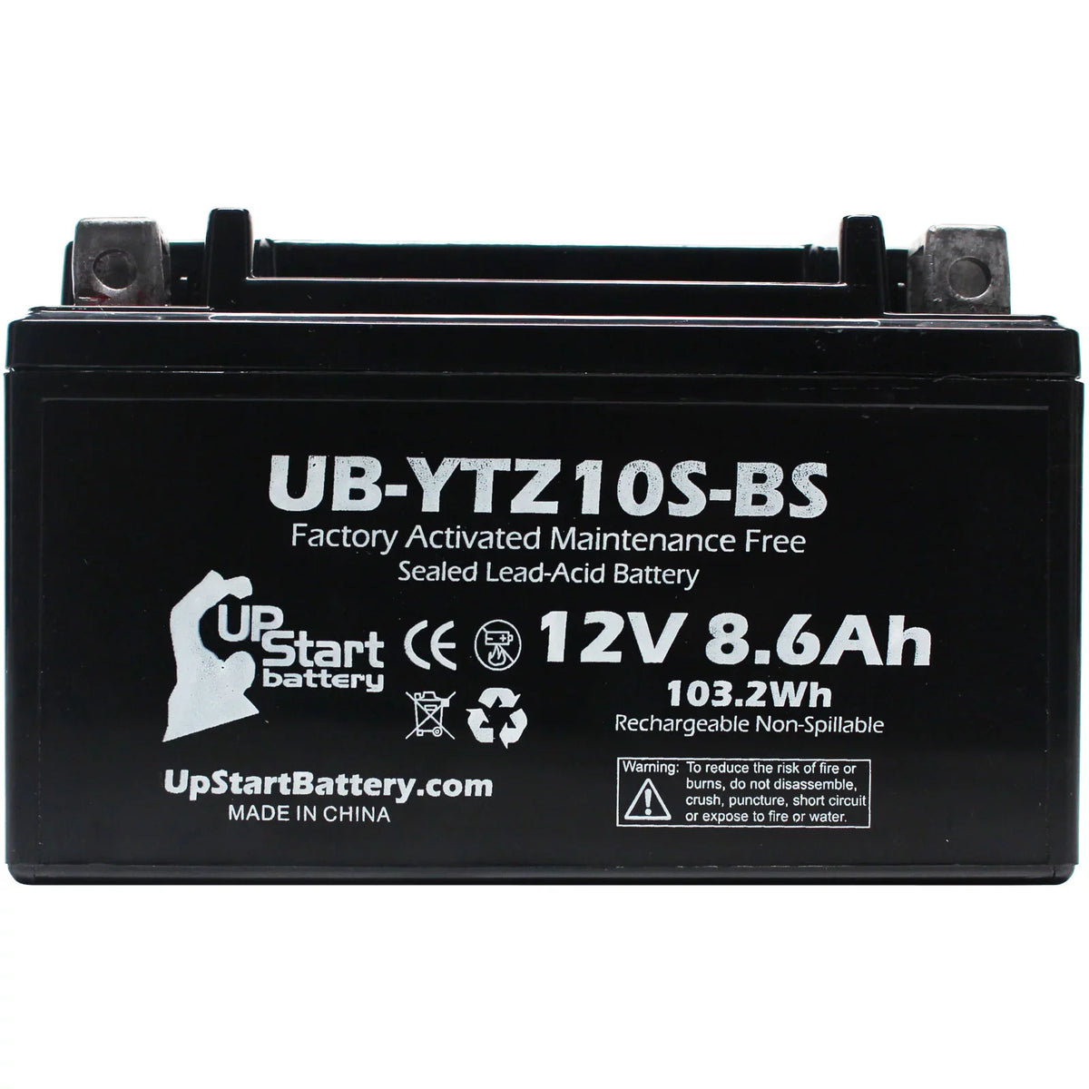 5-Pack UpStart Battery Replacement for 2010 Yamaha YFM35R Raptor 350CC Factory Activated, Maintenance Free, ATV Battery - 12V, 8.6Ah, UB-YTZ10S-BS