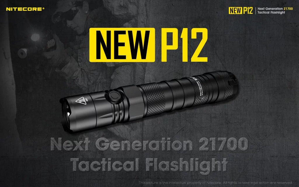 Nitecore New P12 Version LED Flashlight - 1200 Lumens w/NL2150HPR Battery, USB Cord, Offset Mount, RSW3 Pressure Switch, and 3Amp Wall Adapter