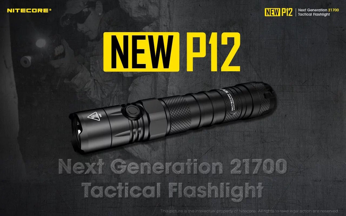 Nitecore New P12 Version LED Flashlight - 1200 Lumens w/NL2150HPR Battery, USB Cord, Offset Mount, RSW3 Pressure Switch, and 3Amp Wall Adapter