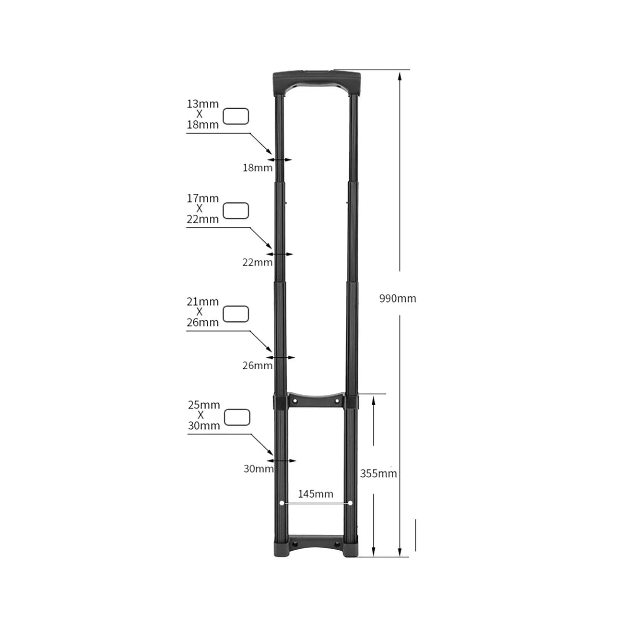 PETSOLA Replacement Travel Luggage Telescopic Handle Telescopic Pull Rod Sturdy Traveling Accessories DIY Suitcase Telescopic Handle