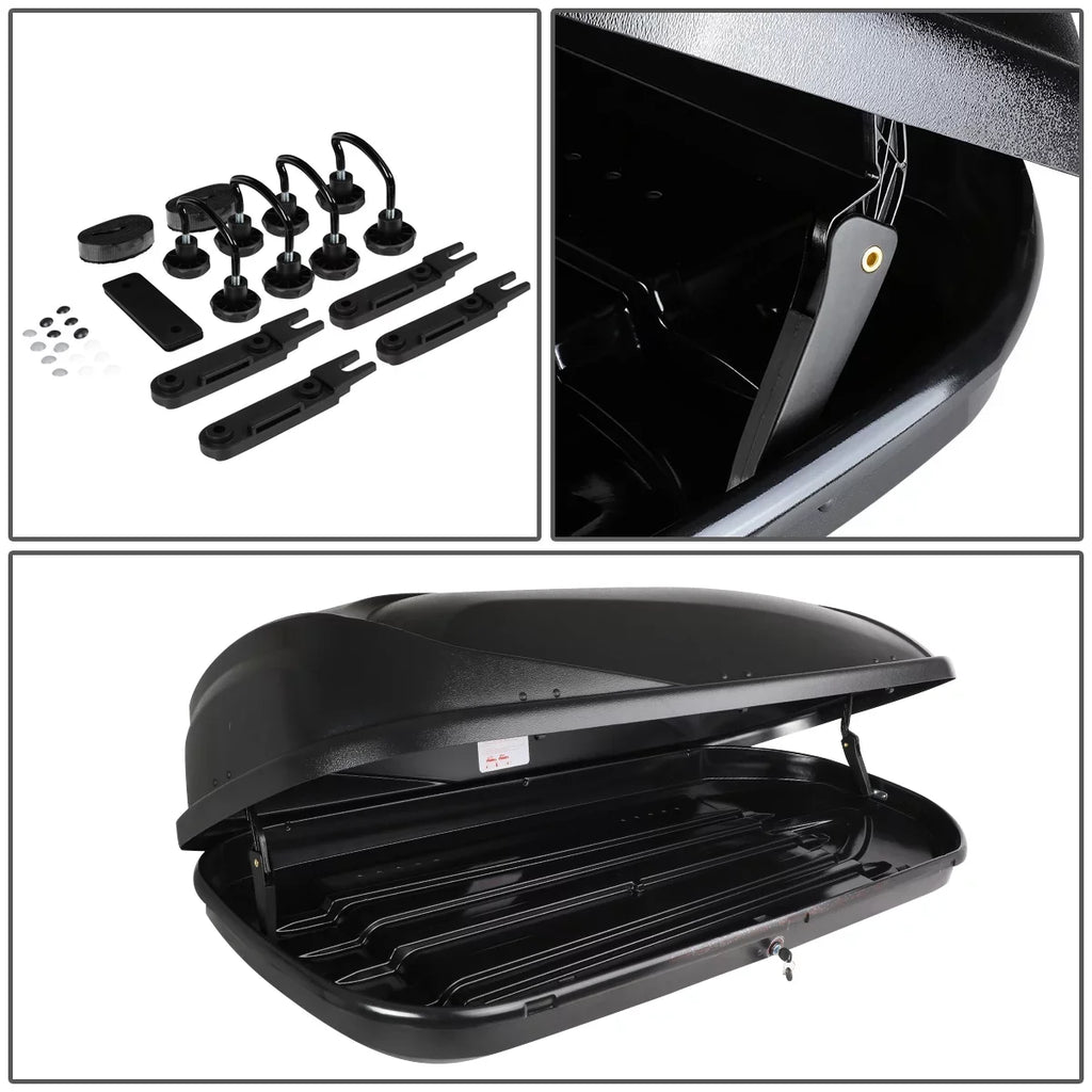 DNA Motoring PT-ZTL-8098-BK For 2016 to 2018 Ford Explorer Pair Aluminum Roof Rail Corss Bar+Top Fluid Cargo Box Luggage Carrier w/Lock+Keys 17 (Black)