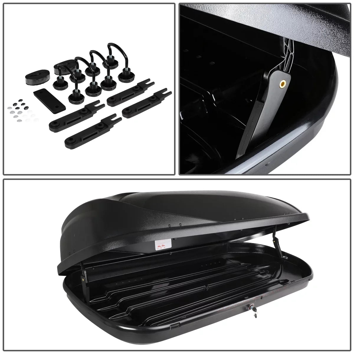 DNA Motoring PT-ZTL-8098-BK For 2016 to 2018 Ford Explorer Pair Aluminum Roof Rail Corss Bar+Top Fluid Cargo Box Luggage Carrier w/Lock+Keys 17 (Black)