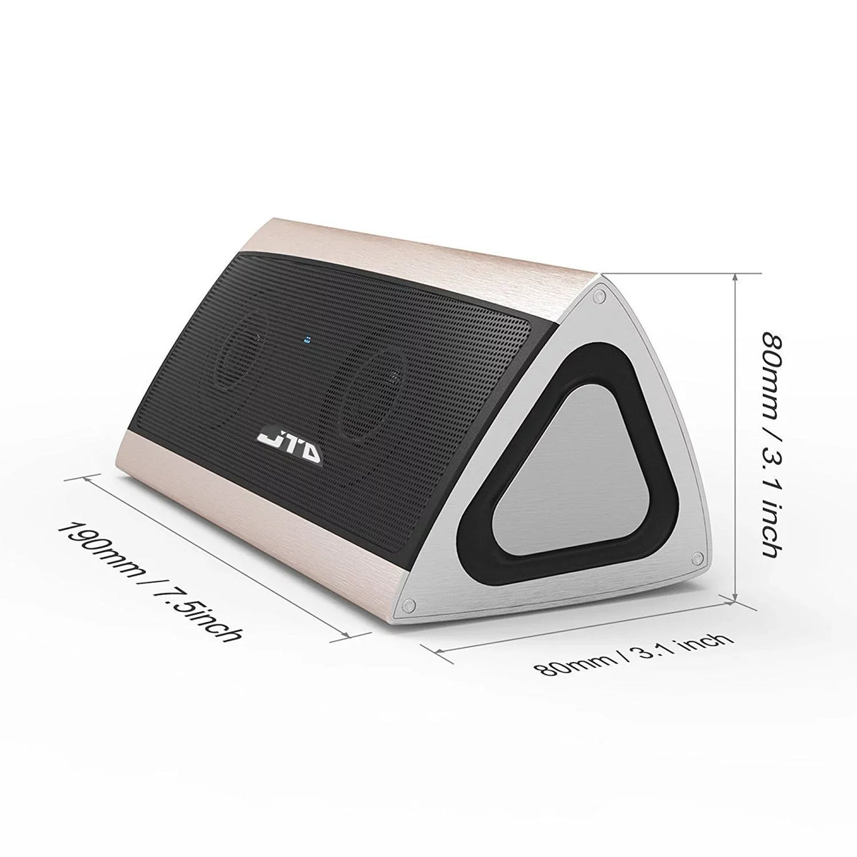 JTD Portable Wireless Bluetooth Speaker W/ 3D Surround Stereo Sound &amp; Full Metal Housing - Latest CSR Bluetooth 4.0 &amp; Hands-free &amp; 8hrs Playtime &amp; MOSOUND BASS (3D-Surround Gold)