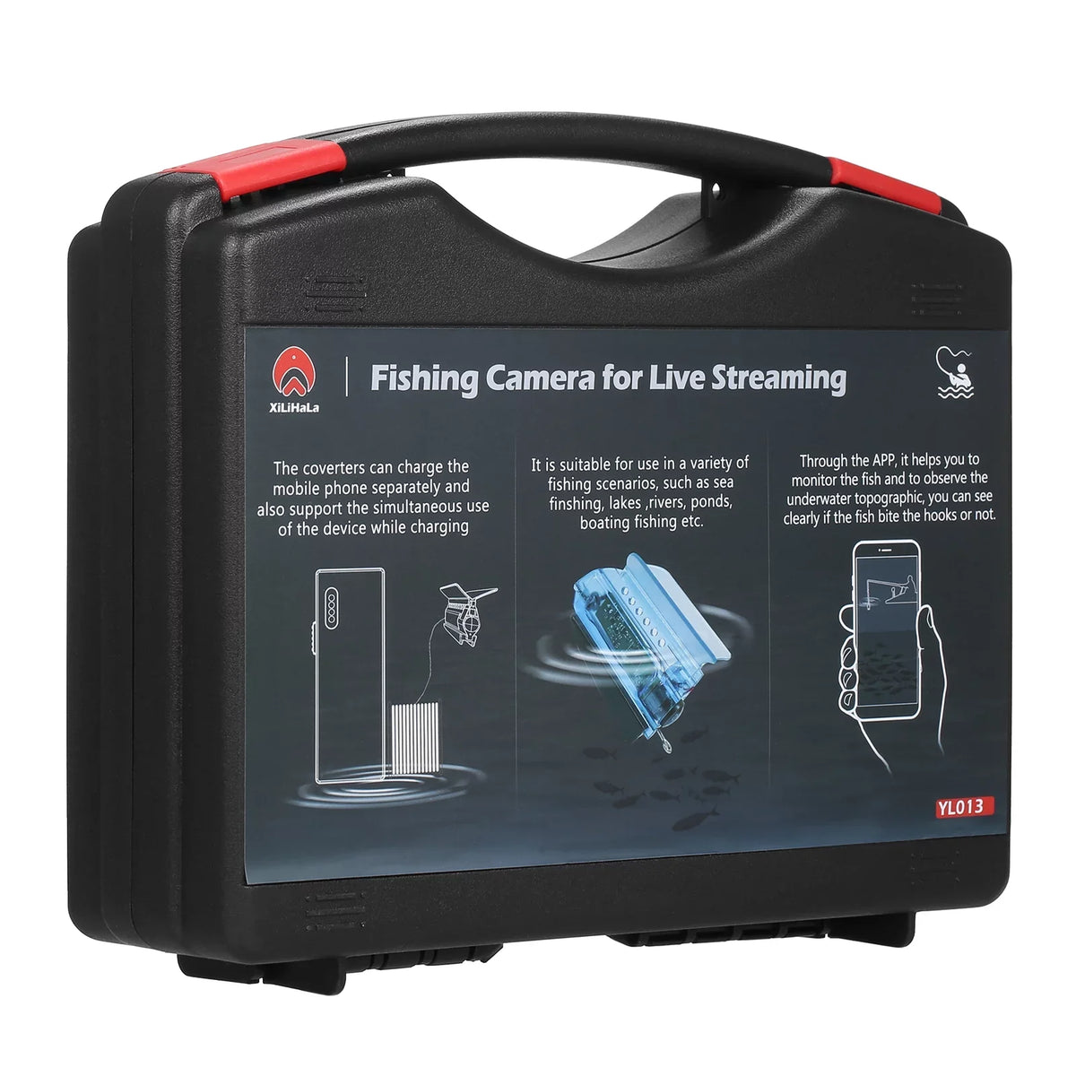 MIXFEER 1080P Liquid Fishing Camera with APP Control Fishing Live Video Camera Fish Finder with 50M Cable Mobile Phone Holder Bait Cage Carry Case for Ice Lake Sea Boat Kayak Fishing
