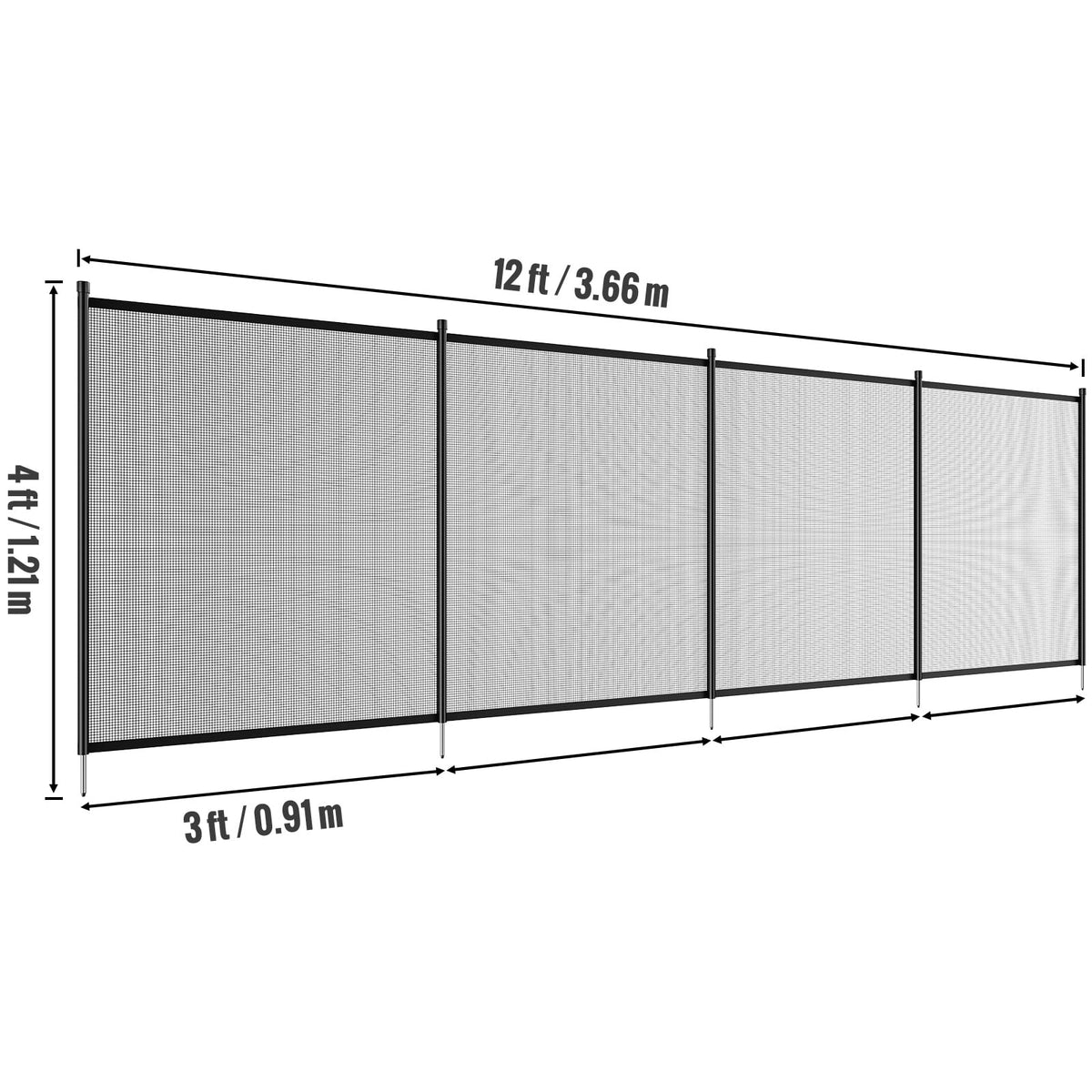 SKYSHALO 4 x 12 ft Pool Fence Detachable Pool Fence for Outdoor Underground Swimming Pools