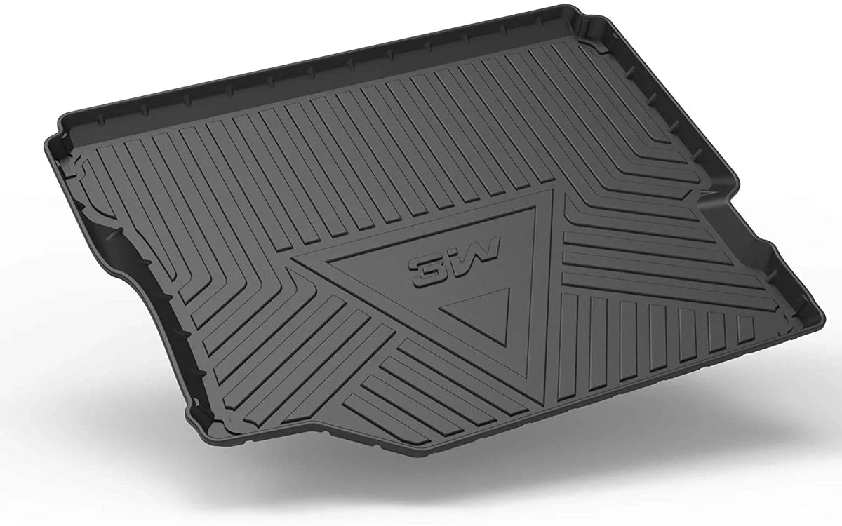 3W Floor Mats&Cargo Liner for Jeep Wrangler JL 2018-2021 with subwoofer - All Weather Floor Liners White Logo &Trunk mats for Jeep Wrangler JL Unlimited 4-Door,Black