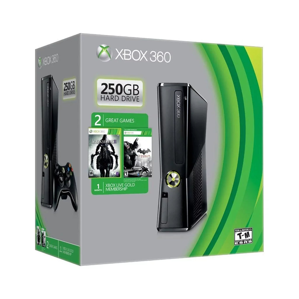 Open Box XBOX 360 SLIM 250GB WIFI GAME CONSOLE BUNDLE BLACK R9G-00198