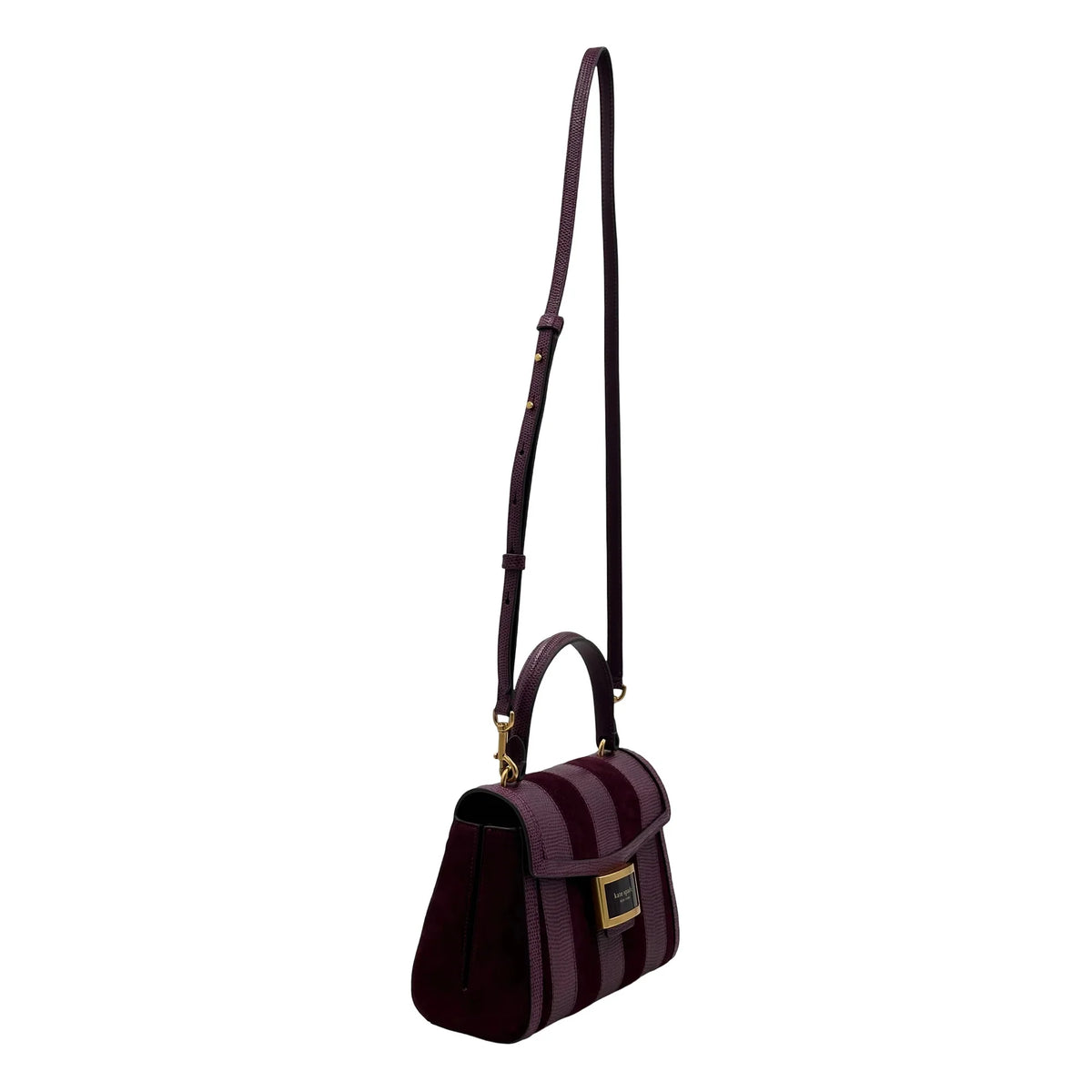 Kate Spade Katy Striped Lizard-embossed Small Top-handle Bag - Burgundy
