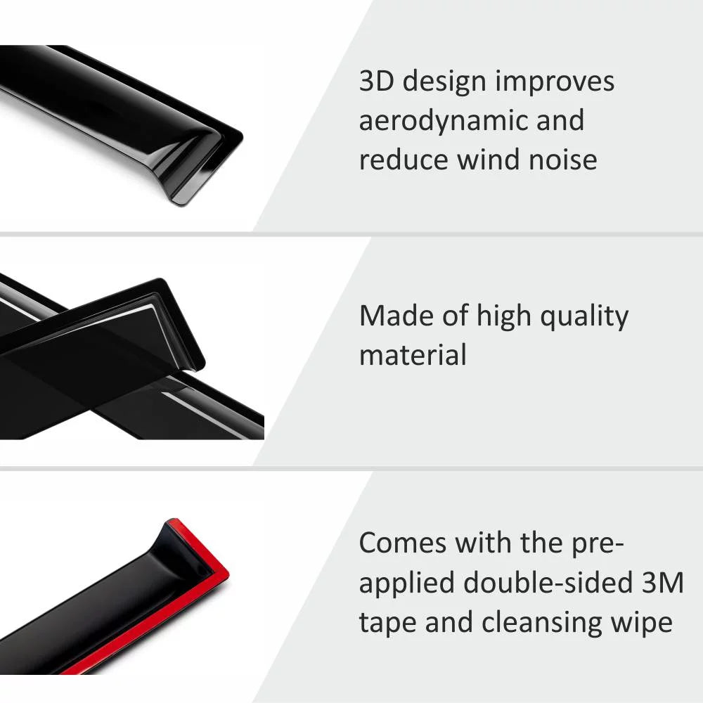 Voron Glass Tape-on Extra Sturdy Rain Guards for Honda Pilot 2016-2022, Window Deflectors, Vent Window Visors, 6 Pieces - 100488