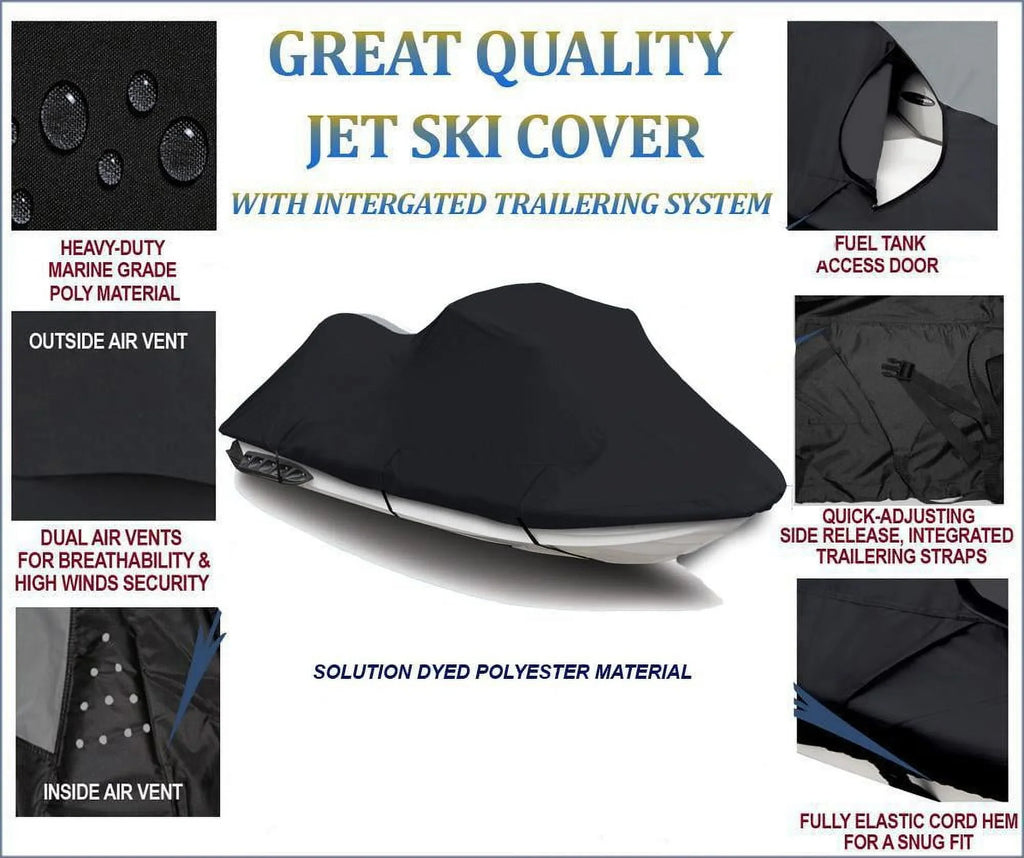 BLACK 600 DENIER JetSki Cover Compatible for Bombardier Sea Doo Sea-Doo SP 1993 1994 1995 1996 1997 1998 Fluid Jet Ski PWC Cover 1 Seater