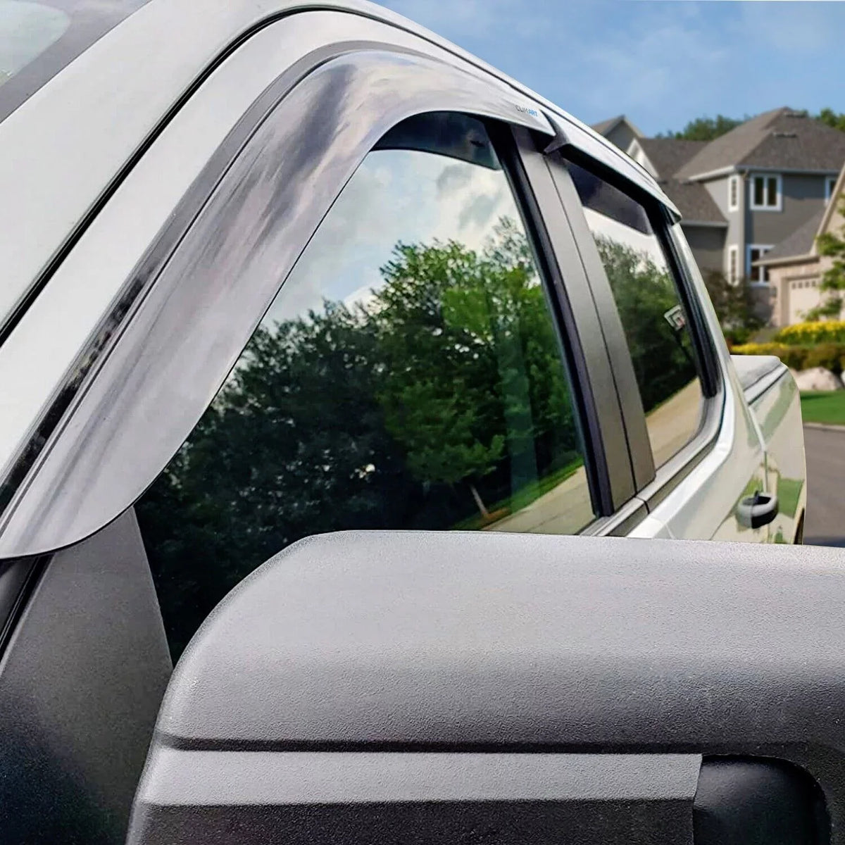 CLIM ART Incredibly Long-lasting Rain Guards Compatible with Chevrolet (Chevy) Silverado/GMC Sierra 1500 2019-2024 Crew Cab, Truck Accessories, Tape-on Window Deflectors, Vent Window Visors, 4pcs- 419160