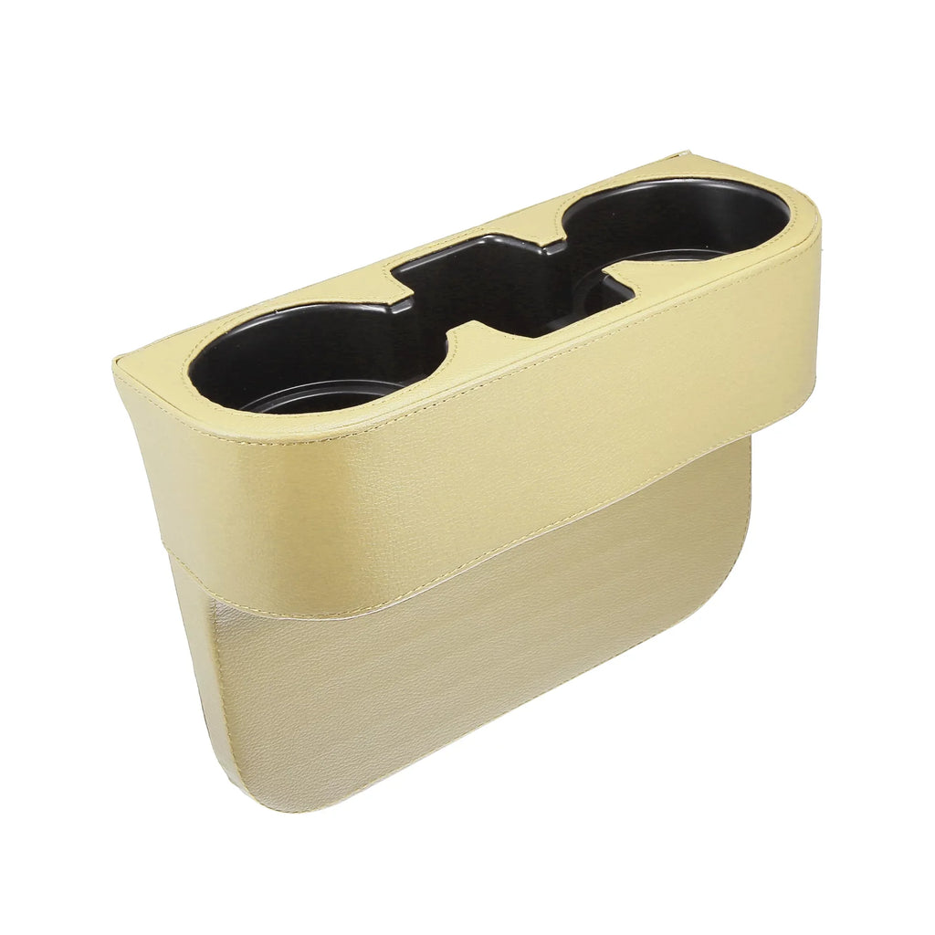 Car Seat Gap Filler Multi-function Cup Holder Car Seat Organizer Console Side Pocket Storage Box Beige