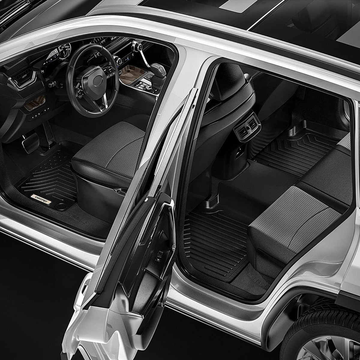 Ledkingdomus Floor Mats for 2019-2024 Subaru Forester 3D TPE Rubber Front & 2nd Seat 2 Row Liner Set All-weather