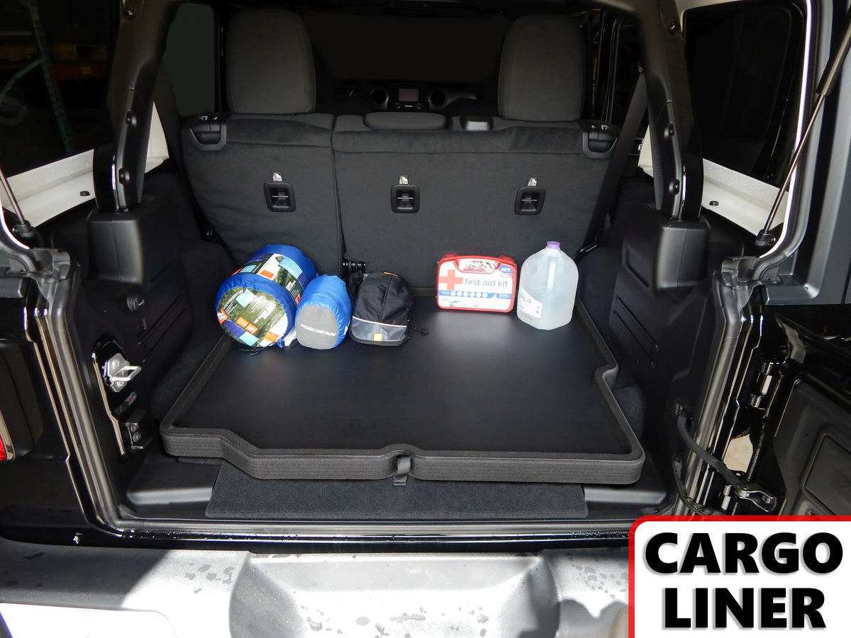 Red Hound Auto Cargo Trunk Mat Liner Tray Custom Fit Floor Black Foam Compatible with Jeep Wrangler Unlimited 4-Door 2018-2019 (JL) Without Subwoofer - Anti-Rattle Liquid Protector