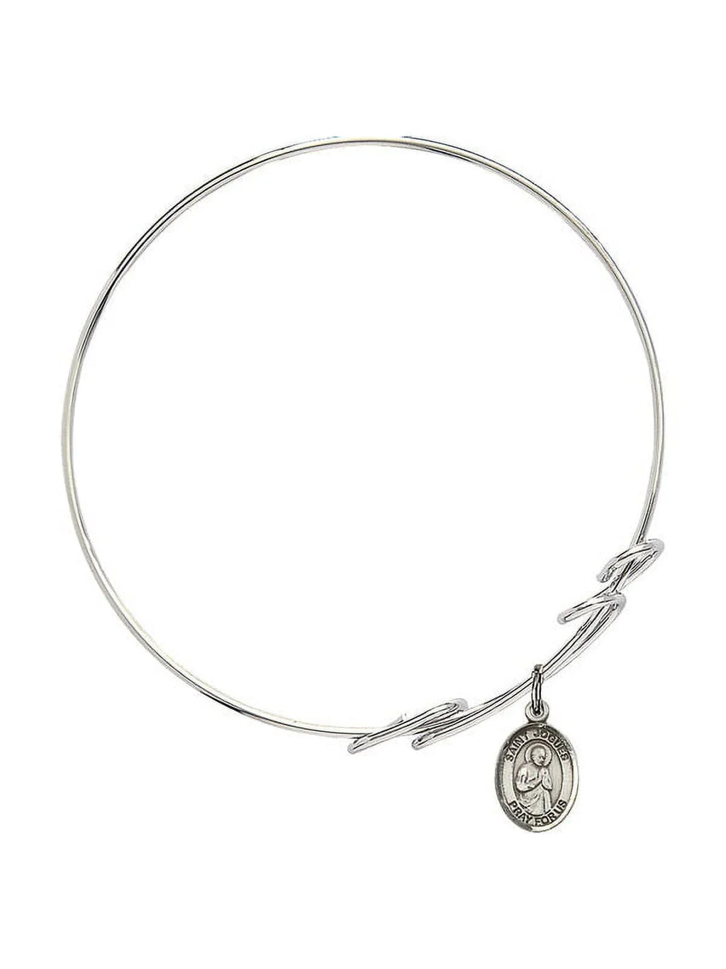8 inch Round Double Loop Bangle Bracelet w/ St. Isaac Jogues in Sterling Silver