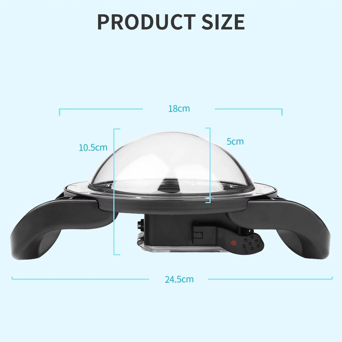 Fluid Dome Port Case for 9 Black and 10SHOOT XTGP559, Dual Handle, 45m Liquid 180° Wide Angle