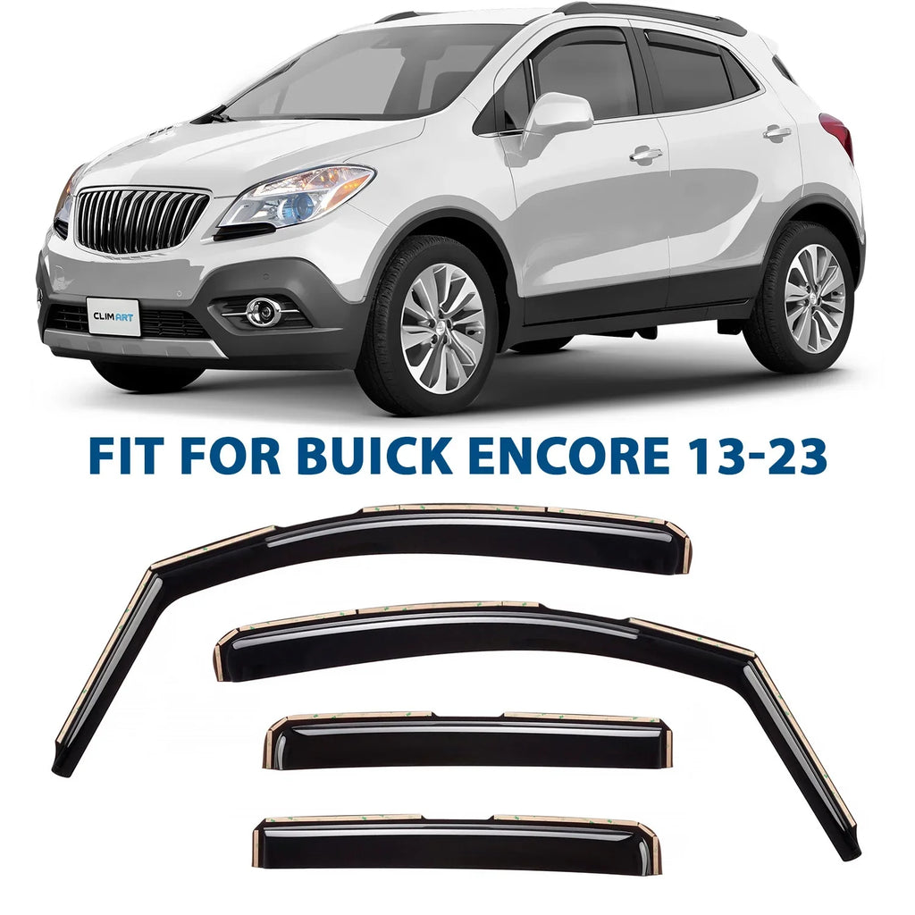CLIM ART in-Channel Incredibly Long-lasting Rain Guards for Buick Encore 2013-2023, Original Window Deflectors, Vent Window Visors, Vent Deflector, 4 pcs. - 613268