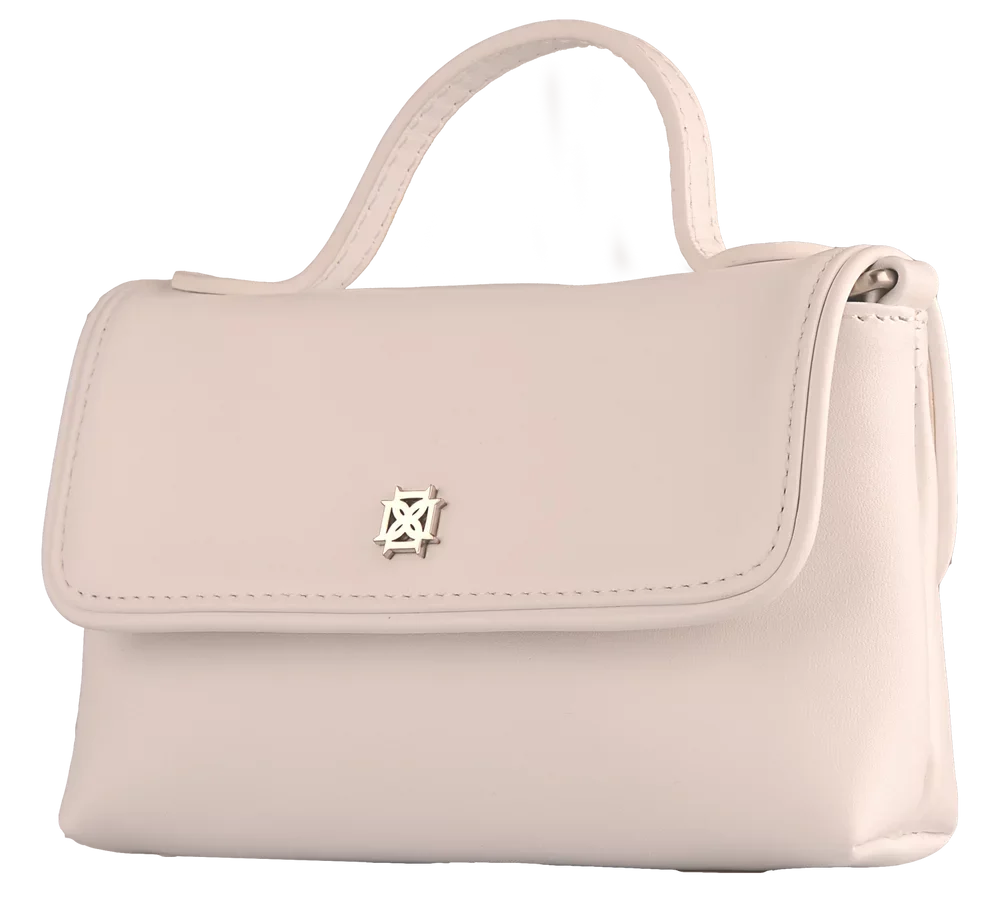 DOMINIE Crossbody Handbag /Clutch Purse White Leather With Removable Shoulder Strap Unisex Audrey