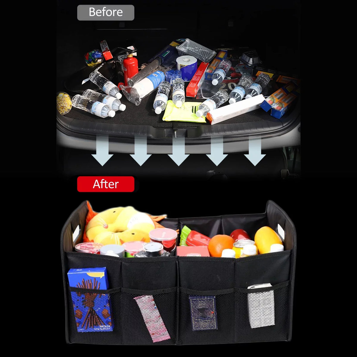 Andoer Car Trunk Organizer Car Trunk Storage Box Automotive Cargo Organizer Oxford Cloth Folding Car Storage Box 55L