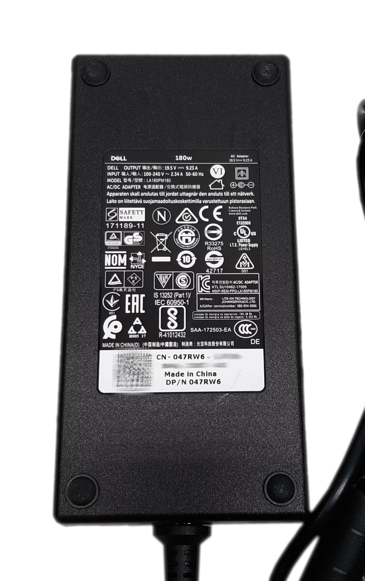 Pre-owned AC Adapter LA180PM180 Alienware G Inspiron Latitude OptiPlex Precision Vostro 180W 47RW6