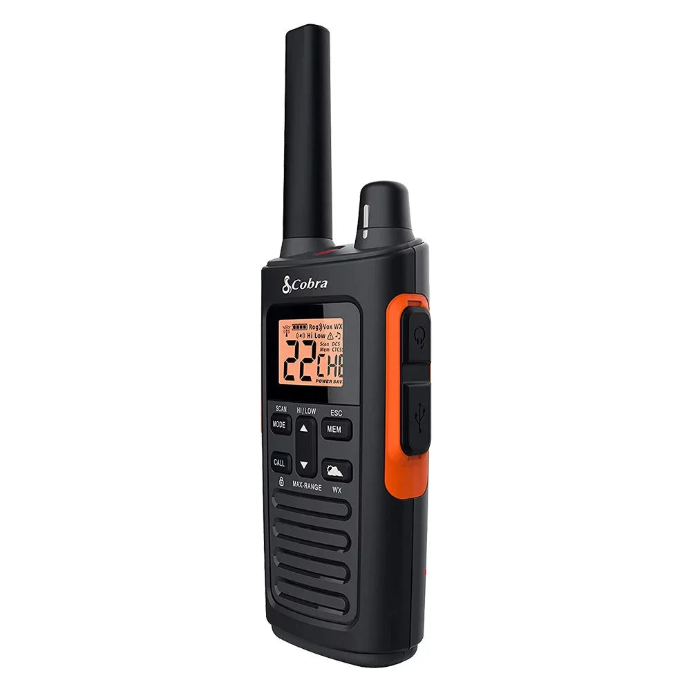 Cobra RX680 Liquid Walkie Talkies for Adults - Rechargeable, 60 Preset Channels, Long Range 38-Mile Two-Way Radio Set (2-Pack)