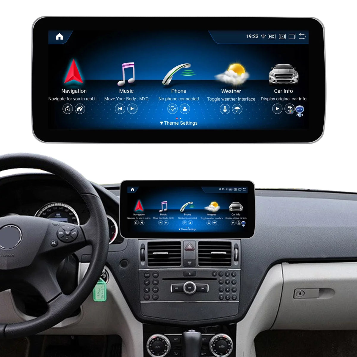 Road Top Android 13 Touch Monitor Car Stereo 10.25" 8GB+256GB Car Touch Display for Mercedes Benz C Class W204 2011-2014 Year with NTG4.5/4.7, Supports Wireless Wired CarPlay Android Auto Mirrorlink